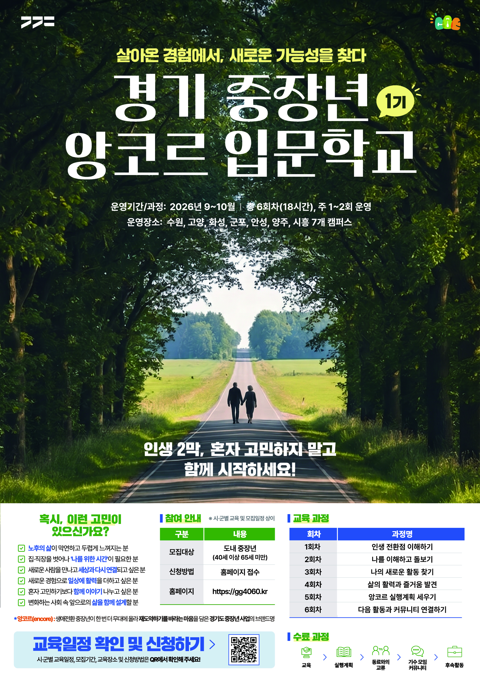 경기도, ‘중장년 앙코르 입문학교’ 1기 참여자 200명 모집